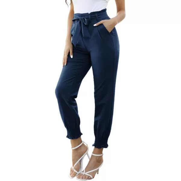 GRACE KARIN Womens Casual Pants Self Tie BowKnot Ankle Length Pencil Pants with Pockets926navy Bluelong