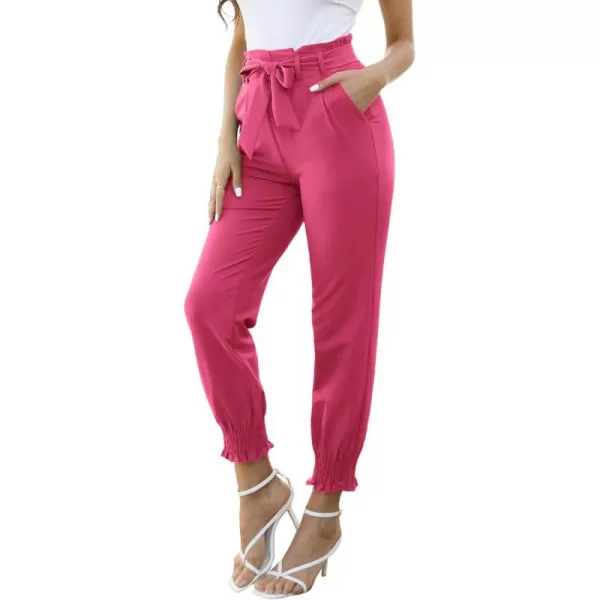 GRACE KARIN Womens Casual Pants Self Tie BowKnot Ankle Length Pencil Pants with Pockets926pinklong