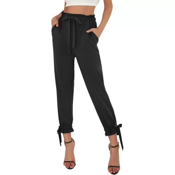 GRACE KARIN Womens Casual Pants Self Tie BowKnot Ankle Length Pencil Pants with PocketsCl540 Black