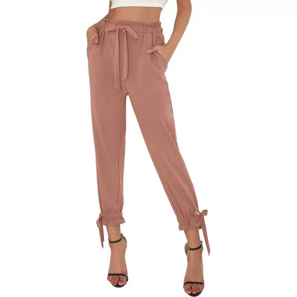 GRACE KARIN Womens Casual Pants Self Tie BowKnot Ankle Length Pencil Pants with PocketsCl540 Pink