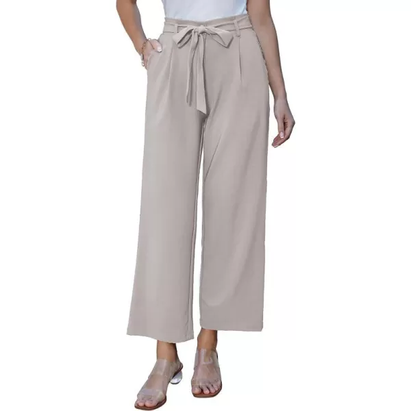 GRACE KARIN Womens Casual Wide Leg Pants Business Casual Trousers with PocketsApricot