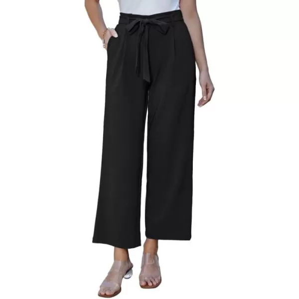 GRACE KARIN Womens Casual Wide Leg Pants Business Casual Trousers with PocketsBlack