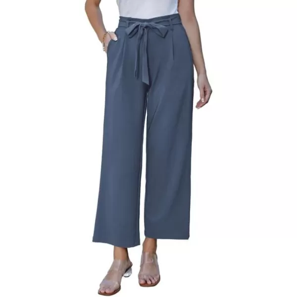 GRACE KARIN Womens Casual Wide Leg Pants Business Casual Trousers with PocketsGrayblue