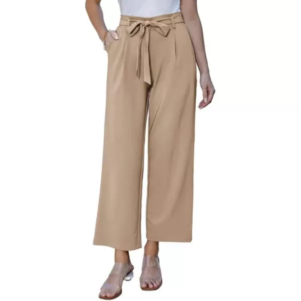 GRACE KARIN Womens Casual Wide Leg Pants Business Casual Trousers with PocketsKhaki