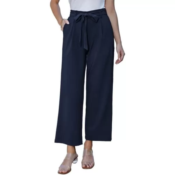 GRACE KARIN Womens Casual Wide Leg Pants Business Casual Trousers with PocketsNavy Blue