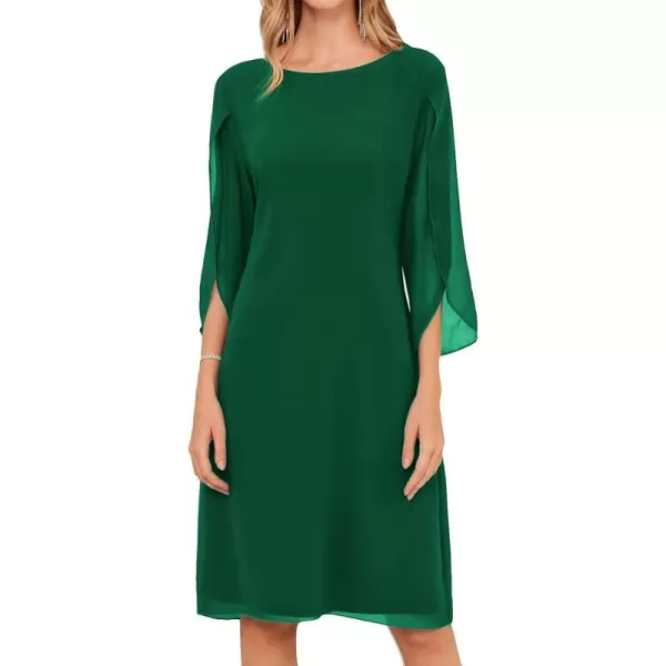 GRACE KARIN Womens Chiffon Dresses Flutter Sleeve Party Wedding Cocktail Dress Size 820Green