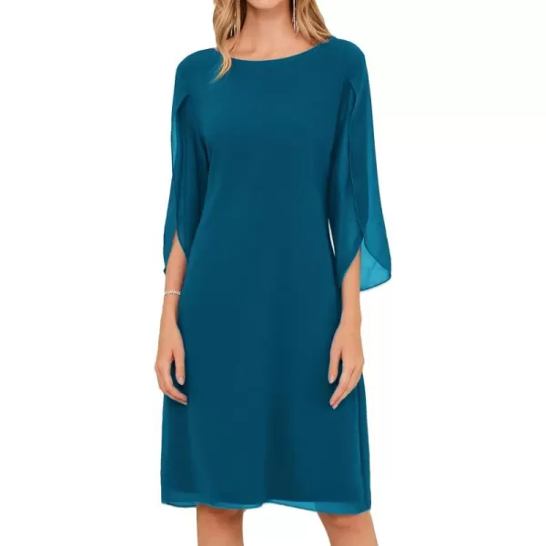 GRACE KARIN Womens Chiffon Dresses Flutter Sleeve Party Wedding Cocktail Dress Size 820Peacock Blue