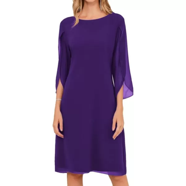 GRACE KARIN Womens Chiffon Dresses Flutter Sleeve Party Wedding Cocktail Dress Size 820Purple