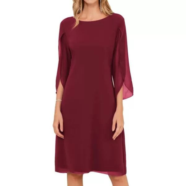 GRACE KARIN Womens Chiffon Dresses Flutter Sleeve Party Wedding Cocktail Dress Size 820Wine Red