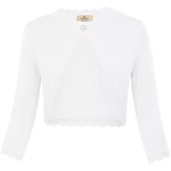 GRACE KARIN Womens Classic 34 Sleeve Open Front Shrug Sweaters Lace Knit Cropped Bolero Cardigan for Evening DressesWhite