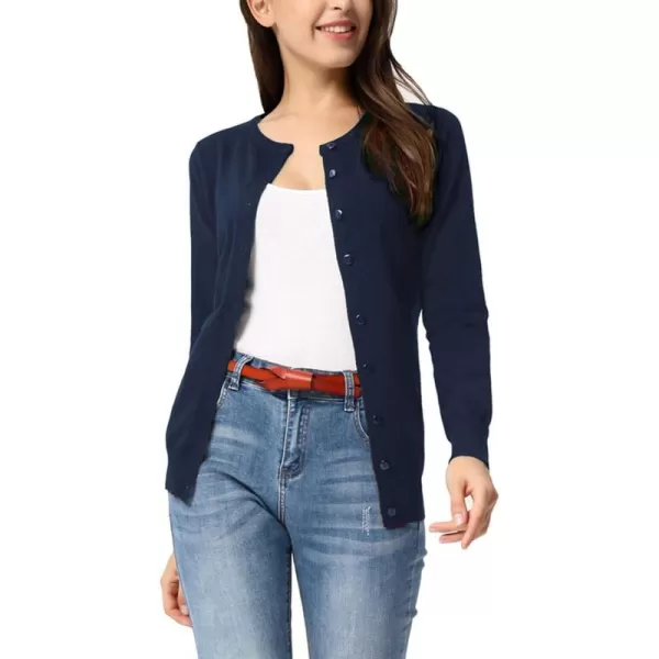 GRACE KARIN Womens Classic Long Sleeve Knit Cardigan Sweaters Casual Open Front Button Down Cardigan S3XLNavy Blue