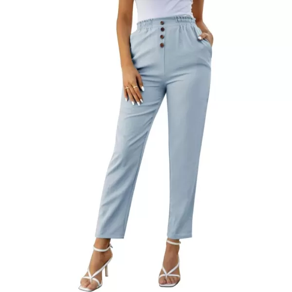 GRACE KARIN Womens Cropped Paper Bag Waist Pants with PocketsCl930 Bluish Grey