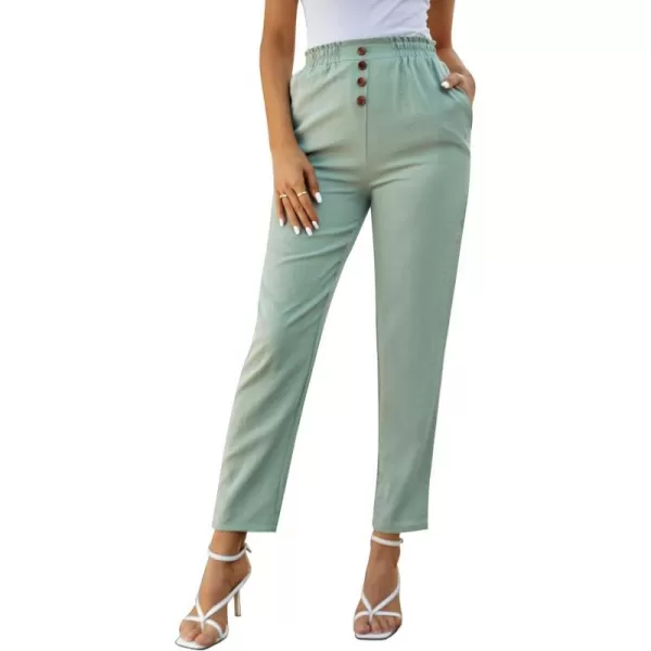 GRACE KARIN Womens Cropped Paper Bag Waist Pants with PocketsGreen