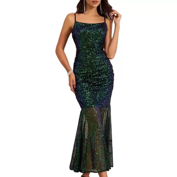 GRACE KARIN Womens Formal Sequin Dress for Women 2023 Elegant Mermaid Bodycon Maxi Evening Party Gown Prom DressesDark Green