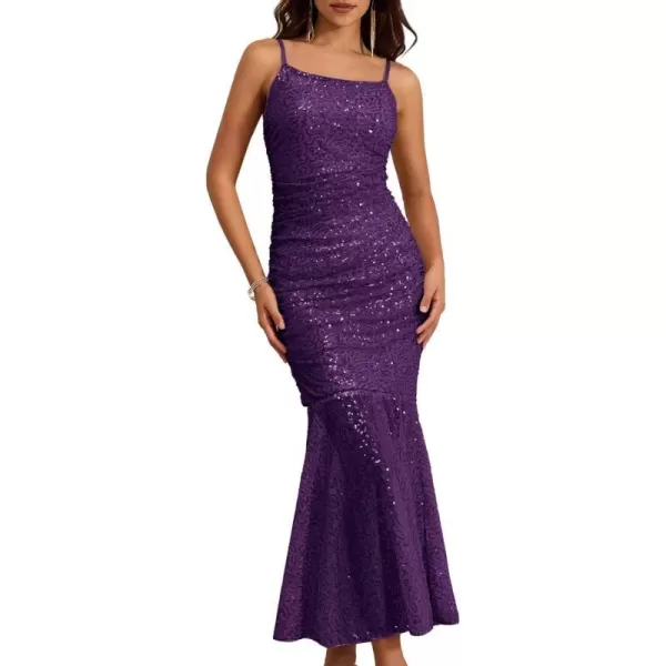 GRACE KARIN Womens Formal Sequin Dress for Women 2023 Elegant Mermaid Bodycon Maxi Evening Party Gown Prom DressesPurple