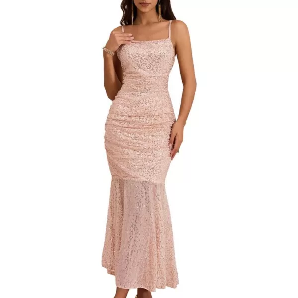 GRACE KARIN Womens Formal Sequin Dress for Women 2023 Elegant Mermaid Bodycon Maxi Evening Party Gown Prom DressesRose Gold