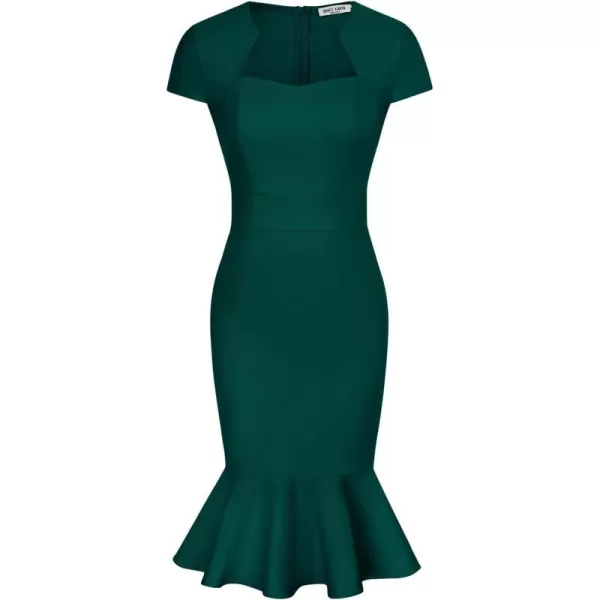 GRACE KARIN Womens Gorgeous Work Pencil Dress Cap Sleeve Sexy Bodycon DressDark Greenfishtail