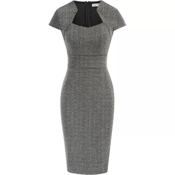 GRACE KARIN Womens Gorgeous Work Pencil Dress Cap Sleeve Sexy Bodycon DressTweedgrey