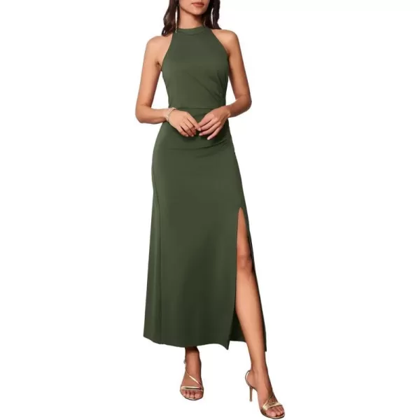 GRACE KARIN Womens Halter Neck Split Long Maxi Formal Dresses Bridesmaid Prom Party Wedding Guest Dresses 2023Army Green