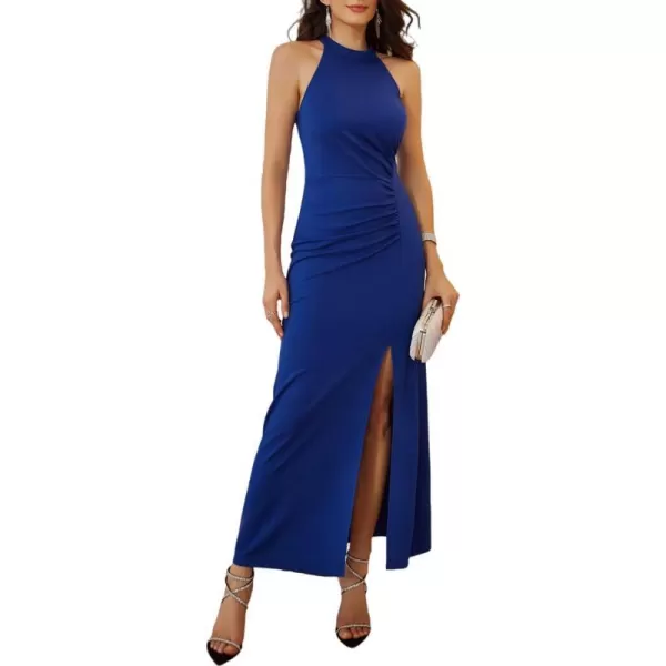 GRACE KARIN Womens Halter Neck Split Long Maxi Formal Dresses Bridesmaid Prom Party Wedding Guest Dresses 2023Blue