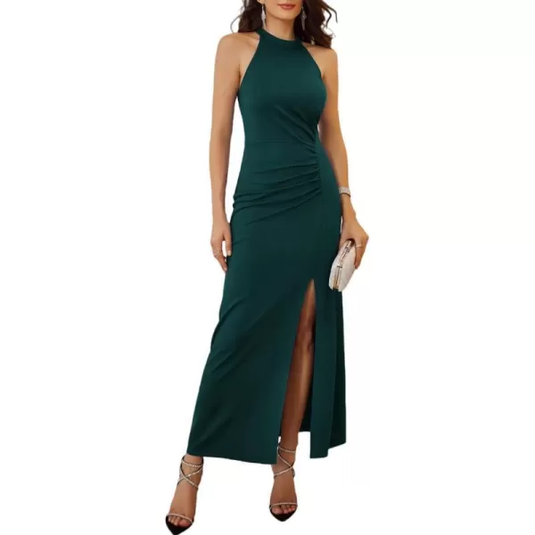 GRACE KARIN Womens Halter Neck Split Long Maxi Formal Dresses Bridesmaid Prom Party Wedding Guest Dresses 2023Dark Green