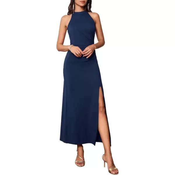 GRACE KARIN Womens Halter Neck Split Long Maxi Formal Dresses Bridesmaid Prom Party Wedding Guest Dresses 2023Navy Blue