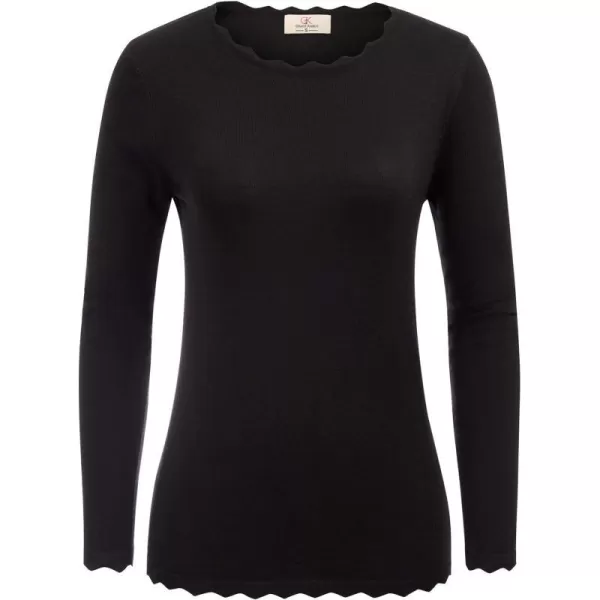 GRACE KARIN Womens High Stretchy Long Sleeve Pullover Sweater Blouse TopBlack