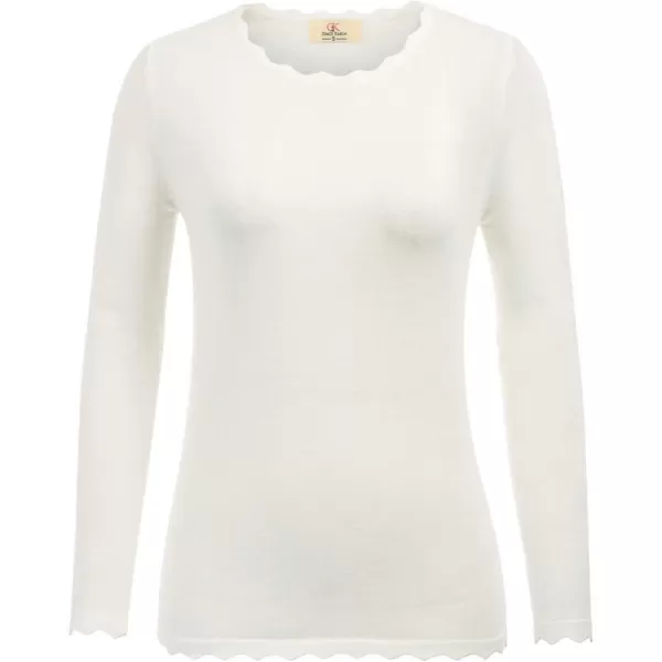 GRACE KARIN Womens High Stretchy Long Sleeve Pullover Sweater Blouse TopWhite