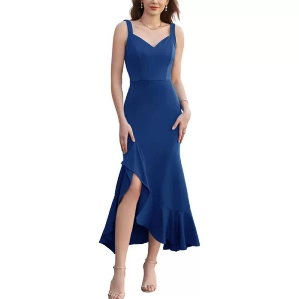 GRACE KARIN Womens Long Formal Dresses Sleeveless V Neck Cocktail Wedding Guest Dresses Mermaid Ruffle Party Prom Maxi DressRoyal Blue