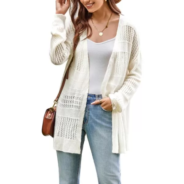 GRACE KARIN Womens Long Sleeve Cardigan VNeck Hollow Out Sweater Open Front Casual OutwearBeige