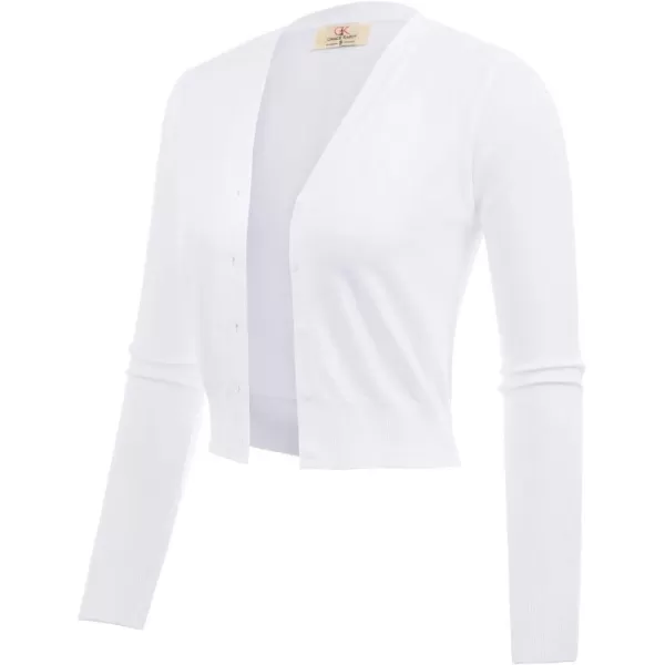 GRACE KARIN Womens Open Front Knit Cropped Bolero Shrug Cardigan Sweater Long Sleeve S4XLWhite