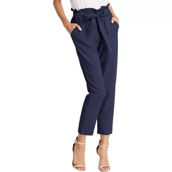 GRACE KARIN Womens Paper Bag Waist Pants Slim Fit Casual Office Pencil PantsDark Blue