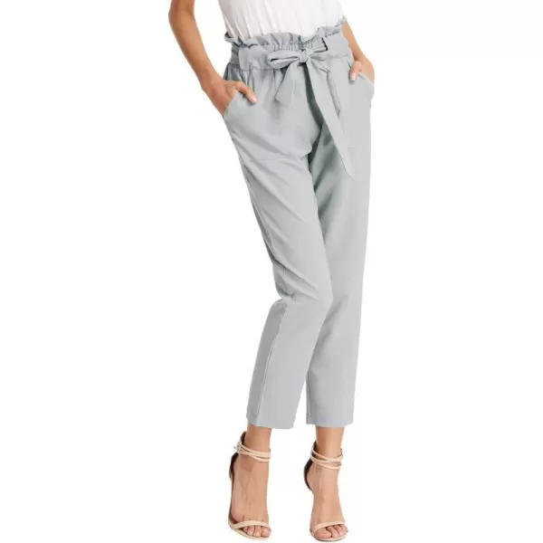 GRACE KARIN Womens Paper Bag Waist Pants Slim Fit Casual Office Pencil PantsLight Gray