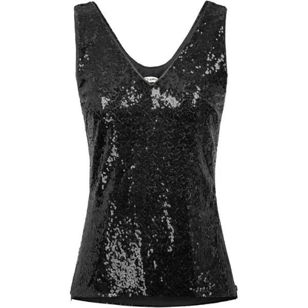 GRACE KARIN Womens Sleeveless Sparkle Sequin Tops VNeck Cami Sexy Club Tank TopBlack