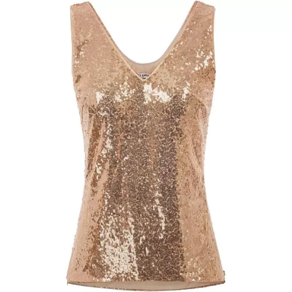 GRACE KARIN Womens Sleeveless Sparkle Sequin Tops VNeck Cami Sexy Club Tank TopChampagne