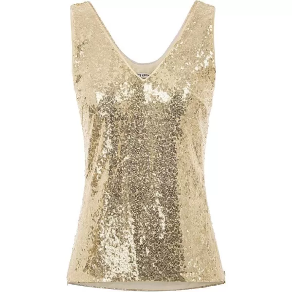 GRACE KARIN Womens Sleeveless Sparkle Sequin Tops VNeck Cami Sexy Club Tank TopGold