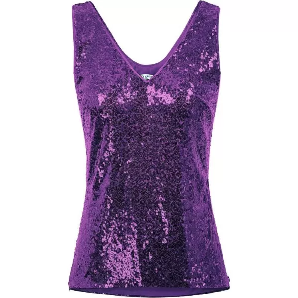 GRACE KARIN Womens Sleeveless Sparkle Sequin Tops VNeck Cami Sexy Club Tank TopPurple