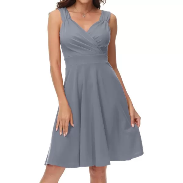 GRACE KARIN Womens Sleeveless Wrap VNeck Aline Bridesmaid Cocktail Party DressLight Gray