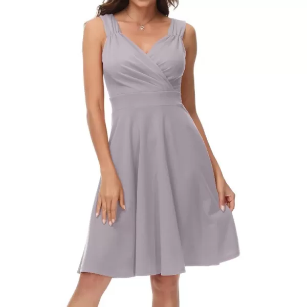 GRACE KARIN Womens Sleeveless Wrap VNeck Aline Bridesmaid Cocktail Party DressLight Grey