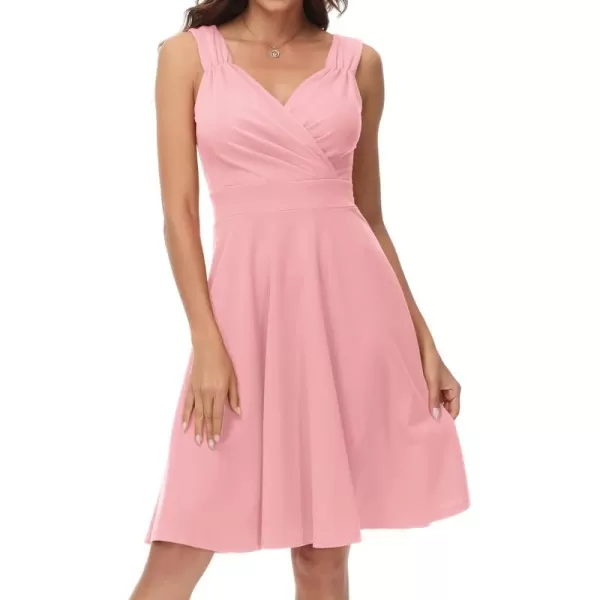 GRACE KARIN Womens Sleeveless Wrap VNeck Aline Bridesmaid Cocktail Party DressPink