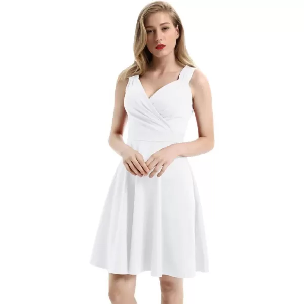 GRACE KARIN Womens Sleeveless Wrap VNeck Aline Bridesmaid Cocktail Party DressWhite