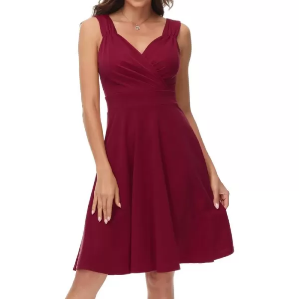 GRACE KARIN Womens Sleeveless Wrap VNeck Aline Bridesmaid Cocktail Party DressWine Red