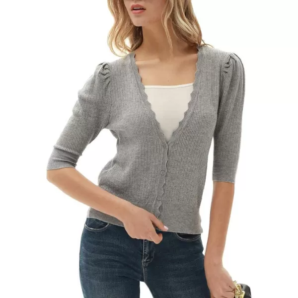 GRACE KARIN Womens Sweater Cropped Cardigan Knit Shrugs for Dresses Tops Button Down Lightweight SoftGrey