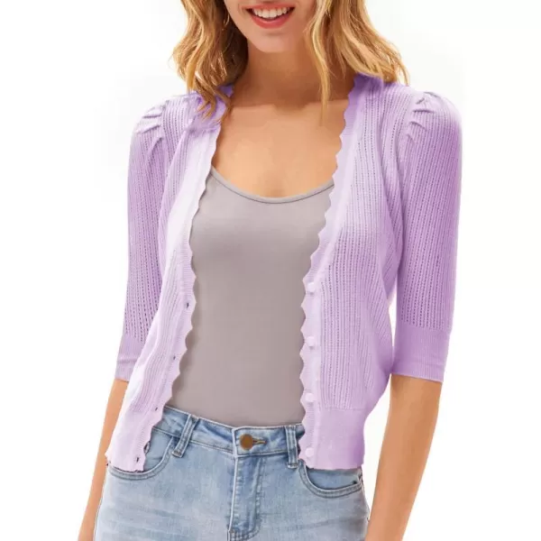 GRACE KARIN Womens Sweater Cropped Cardigan Knit Shrugs for Dresses Tops Button Down Lightweight SoftPurple