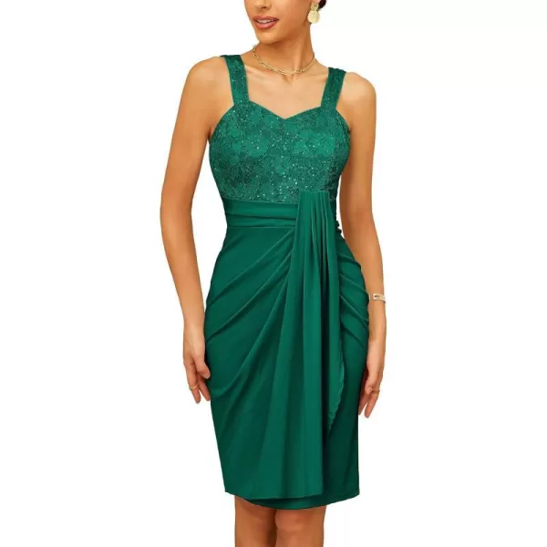 GRACE KARIN Womens Sweetheart Neck Sequin Lace Stitching Hip Cover Dress for Cocktail Pary ClubDark Green