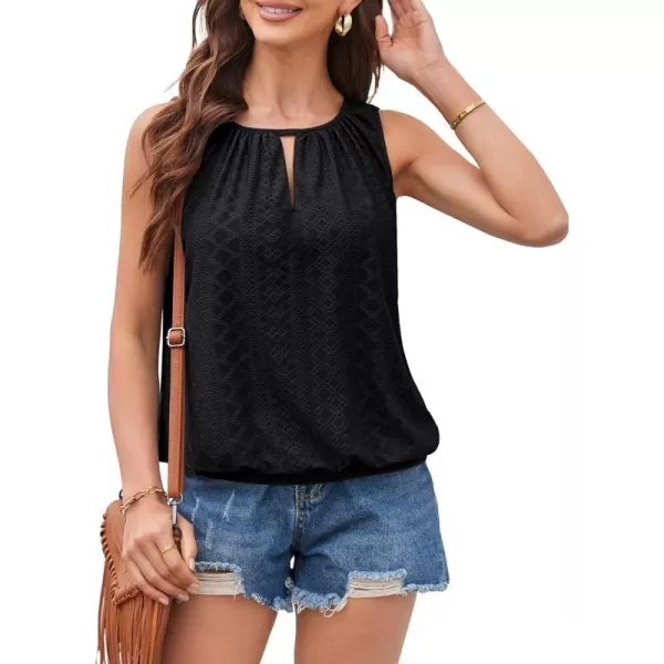 GRACE KARIN Womens Tank Tops V Neck Dressy Casual Cami Sleeveless Camisole Blouses Eyelet Shirts Summer Tank TopsBlack