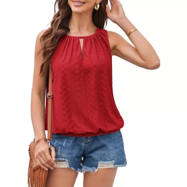 GRACE KARIN Womens Tank Tops V Neck Dressy Casual Cami Sleeveless Camisole Blouses Eyelet Shirts Summer Tank TopsRed