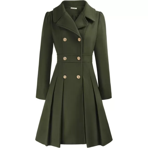 GRACE KARIN Womens Trench Coat Notch Lapel Double Breasted Thick A Line Pea Coats Jacket with PocketsS2XLArmy Green