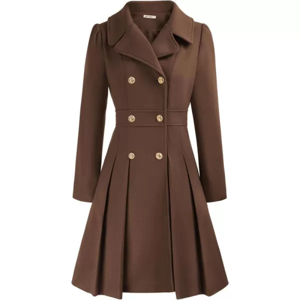 GRACE KARIN Womens Trench Coat Notch Lapel Double Breasted Thick A Line Pea Coats Jacket with PocketsS2XLBrown