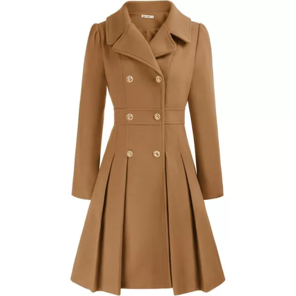 GRACE KARIN Womens Trench Coat Notch Lapel Double Breasted Thick A Line Pea Coats Jacket with PocketsS2XLCamel